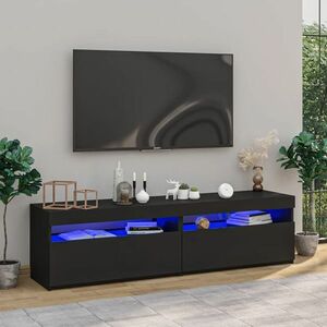 vidaXL Szafki pod TV z oświetleniem LED, 2 szt., czarne, 75x35x40 cm obraz
