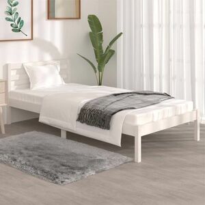 vidaXL Rama łóżka, lite drewno sosnowe, 90x190 cm, biała, pojedyncza obraz