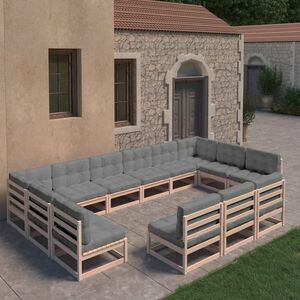 vidaXL 13-cz. zestaw wypoczynkowy do ogrodu, poduszki, drewno sosnowe obraz