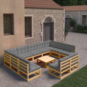 vidaXL 10-cz. zestaw mebli ogrodowych z poduszkami, drewno sosnowe obraz