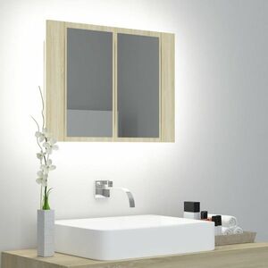 vidaXL Szafka łazienkowa z lustrem i LED, dąb sonoma, 60x12x45, akryl obraz