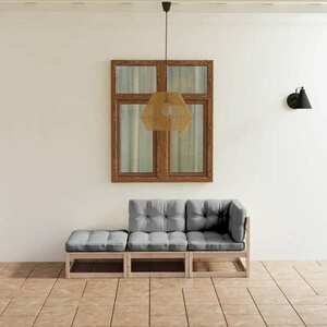 vidaXL 3-cz. zestaw wypoczynkowy z poduszkami, lite drewno sosnowe obraz