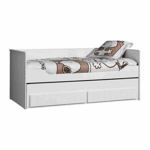 Białe łóżko dziecięce z litego drewna sosnowego z wysuwanym łóżkiem i schowkiem 90x200 cm Robin – Vipack obraz