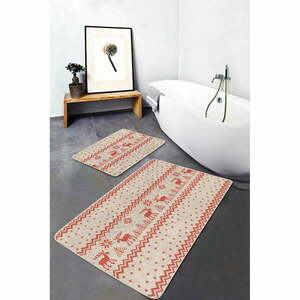 Czerwono-beżowe dywaniki łazienkowe zestaw 2 szt. 60x100 cm – Mila Home obraz