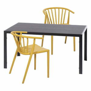 Zestaw 2 żółtych krzeseł Capri i czarnego stołu Viking – Bonami Essentials obraz