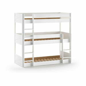 Białe piętrowe łóżko dziecięce z litego drewna sosnowego 90x200 cm Scott – Vipack obraz