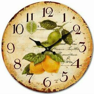 Drewniany zegar ścienny Vintage lemons, śr. 34 cm obraz