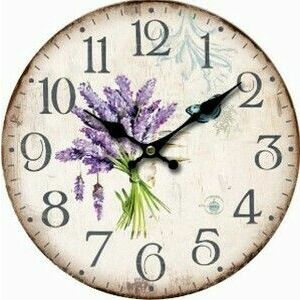 Zegar ścienny Lavender, śr. 34 cm, drewno obraz
