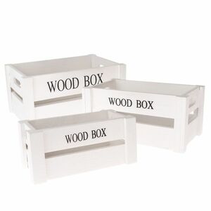 Zestaw drewnianych skrzynek Wood Box, 3 szt., biały obraz