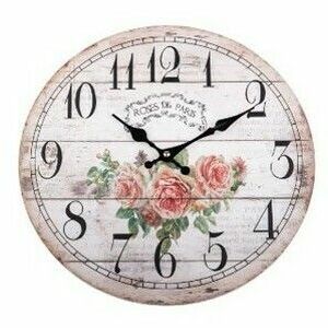 Zegar ścienny Paris roses, śr. 34 cm, drewno obraz