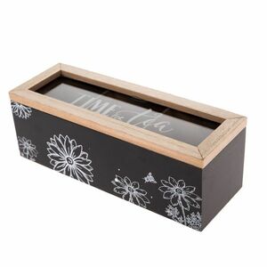 Drewniane pudełko na woreczki herbaty Meadow flowers czarny, 23 x 8 x 8 cm obraz