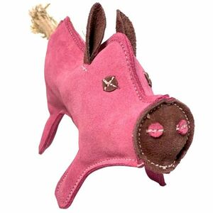 PafDog Świnka Pinky zabawka dla psa ze skóry i juty, 28 cm obraz