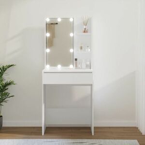 vidaXL Toaletka z oświetleniem LED, biała, 60x40x140 cm obraz
