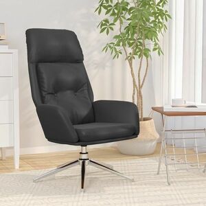 vidaXL Krzesło wypoczynkowe, czarne, skóra naturalna obraz