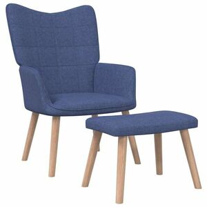 vidaXL Fotel z podnóżkiem, niebieski, tkanina obraz