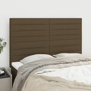 vidaXL Zagłówki do łóżka, 4 szt, ciemnobrązowe, 72x5x78/88 cm, tkanina obraz