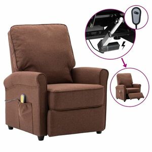 vidaXL Elektryczny fotel masujący, brązowy, obity tkaniną obraz