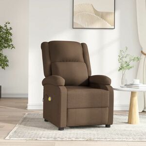 vidaXL Elektryczny fotel masujący, brązowy, obity tkaniną obraz