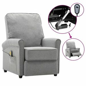 vidaXL Rozkładany masujący fotel elektryczny, jasnoszary, tkanina obraz