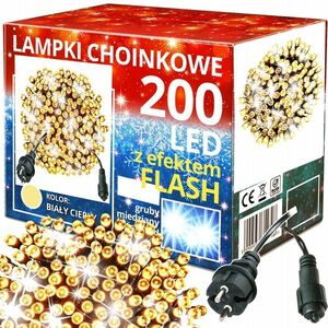 200 Led Lampki choinkowe Flash sznur na choinkę Choinka Błysk Zew/wew obraz