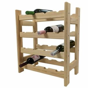 Drewniany stojak na wino na 16 butelek obraz