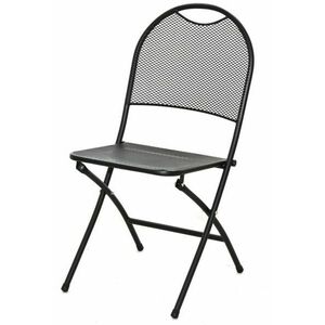 Metalowe składane krzesło ogrodowe - czarne obraz