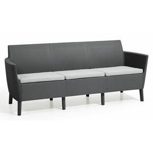 Ogrodowa polirattanowa sofa SALEMO - trzyosobowa, grafitowa obraz