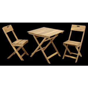 Zestaw drewniany Bistro FILAX, akacja, 1 stół + 2 krzesła obraz