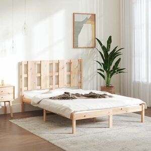vidaXL Rama łóżka, lite drewno sosnowe, 140x190 cm obraz