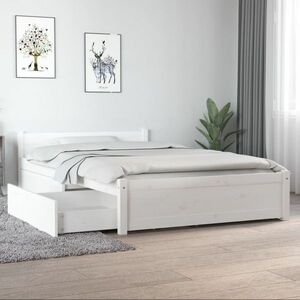 vidaXL Rama łóżka z szufladami, biała, 120x190 cm obraz