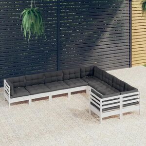 vidaXL 9-cz. zestaw wypoczynkowy do ogrodu, poduszki, biały, sosnowy obraz