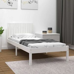 vidaXL Rama łóżka, biała, lite drewno sosnowe, 100 x 200 cm obraz