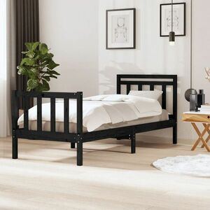 vidaXL Rama łóżka, czarna, z litego drewna sosnowego, 100 x 200 cm obraz