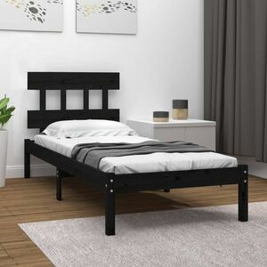 vidaXL Rama łóżka, czarna, lite drewno, 75x190 cm, 2FT6, pojedyncza obraz