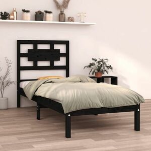 vidaXL Wysokie łóżko, czarna, 75x190 cm, lite drewno sosnowe obraz