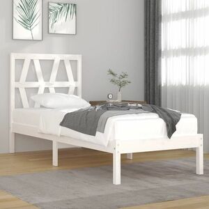 vidaXL Rama łóżka, biała, lite drewno sosnowe, 75x190 cm, 2FT6 obraz