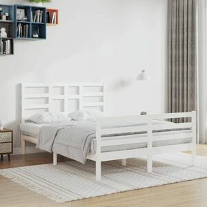 vidaXL Rama łóżka, biała, lite drewno, 120 x 200 cm obraz