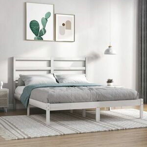 vidaXL Rama łóżka, biała, lite drewno sosnowe, 120x200 cm obraz