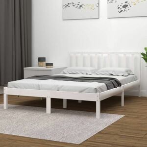 vidaXL Rama łóżka, biała, lita sosna, 120x190 cm, podwójna obraz
