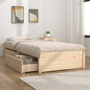 vidaXL Rama łóżka z szufladami, lite drewno sosnowe, 90 x 200 cm obraz