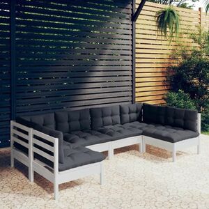 vidaXL 6-cz. zestaw wypoczynkowy do ogrodu, z poduszkami, biały obraz