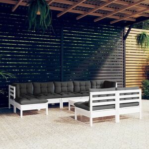 vidaXL 10-cz. zestaw wypoczynkowy do ogrodu, z poduszkami, biały obraz