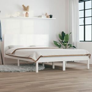vidaXL Rama łóżka, biała, lite drewno sosnowe, 160x200 cm obraz