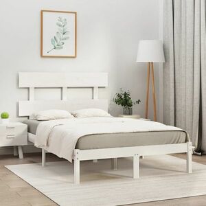 vidaXL Rama łóżka, biała, lite drewno, 120x200 cm obraz