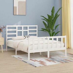 vidaXL Rama łóżka, biała, lite drewno sosnowe, 120 x 200 cm obraz