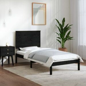 vidaXL Rama łóżka, czarna, lite drewno, 75x190 cm, pojedyncza obraz