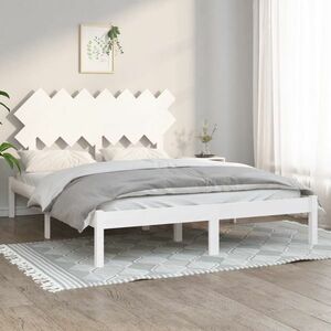 vidaXL Rama łóżka, biała, 140x190 cm, lite drewno obraz