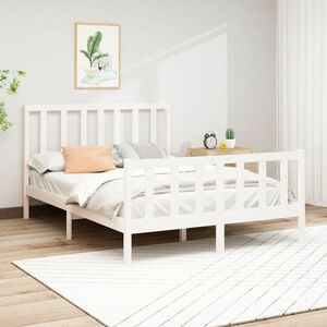 vidaXL Rama łóżka, biała, lite drewno sosnowe, 120x200 cm obraz
