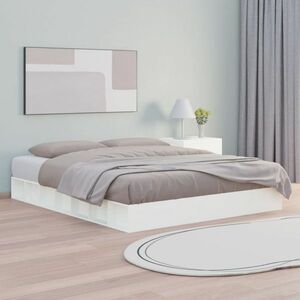 vidaXL Rama łóżka, biała, 140 x 200 cm, lite drewno obraz