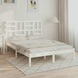 vidaXL Rama łóżka, biała, lite drewno, 120x200 cm obraz